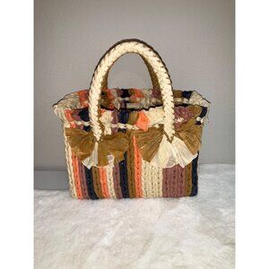 Vince Camuto Emei Woven Paper Satchel Tote Bag Purse